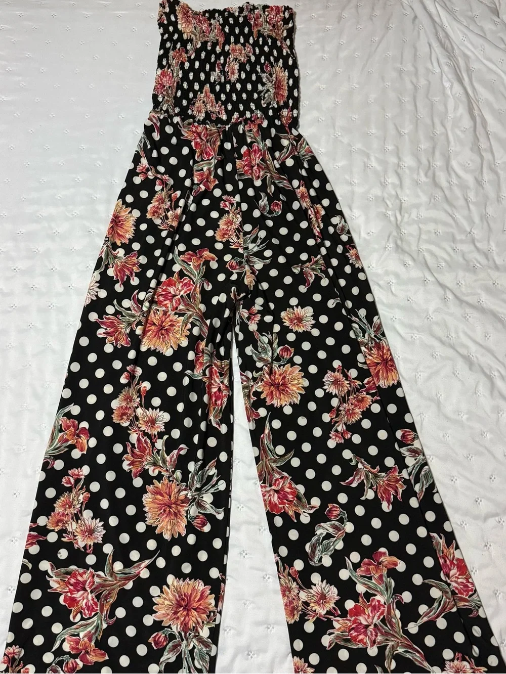Mlle Gabrielle Black Polka Dot Jumpsuit with Pink Floral - Picture 3 of 3